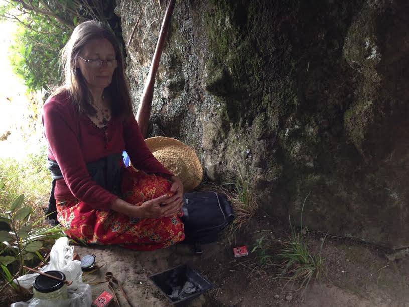 Lee in a cave at the Mana Retreat Centre